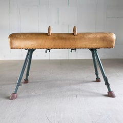 1950's Leather Gym Pommel Horse - GYM Turngeräte Fabrik, Schweiz