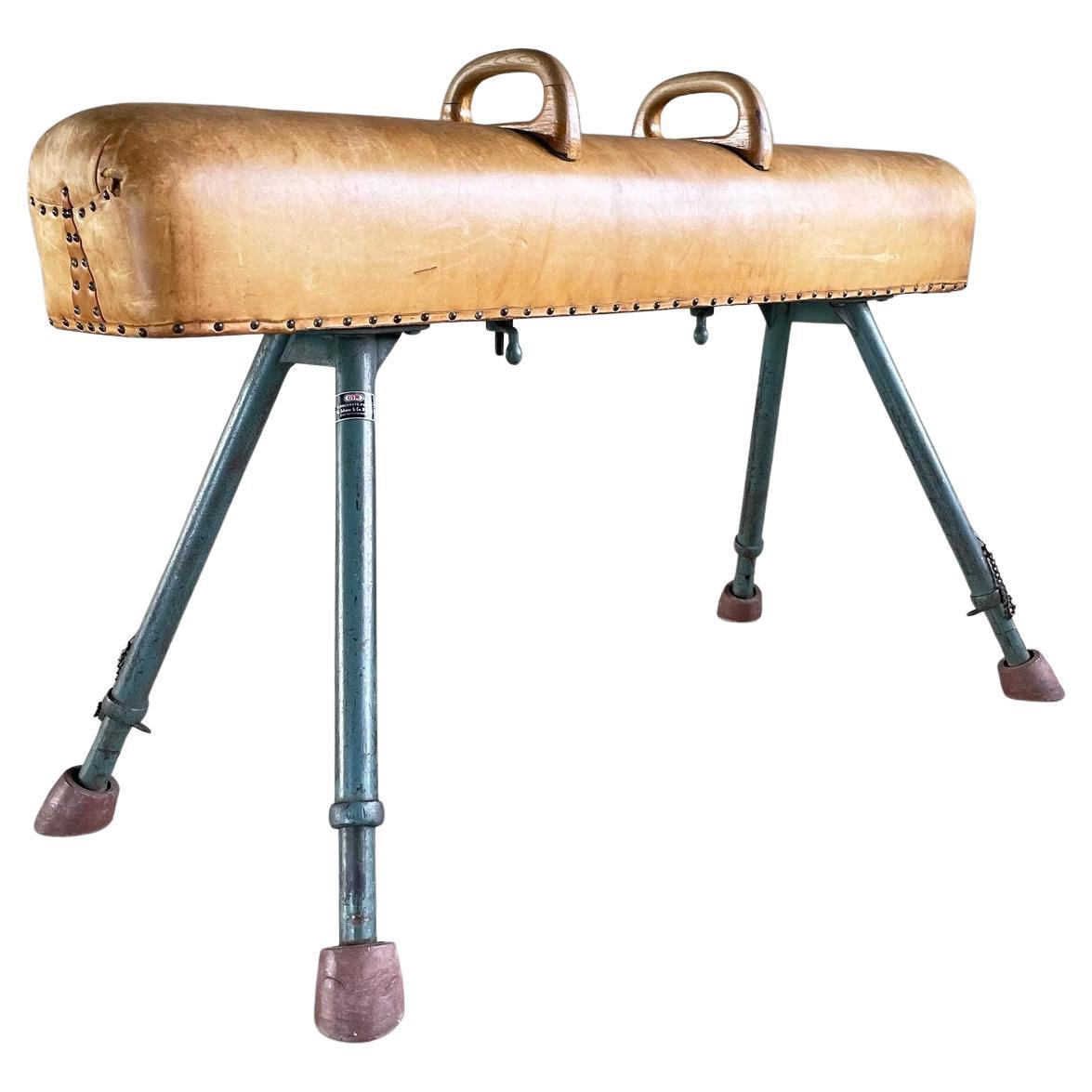 1950's Leather Gym Pommel Horse - GYM Turngeräte Fabrik, Schweiz