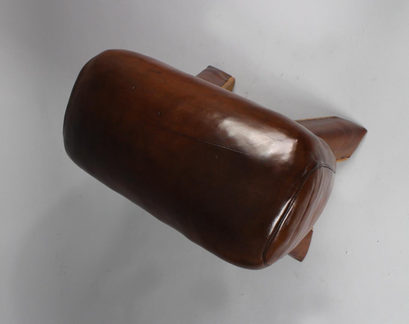 Industrial 1950s Leather Gym Stool / Bench For Sale