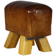 1950s Leather Gym Stool / Bench