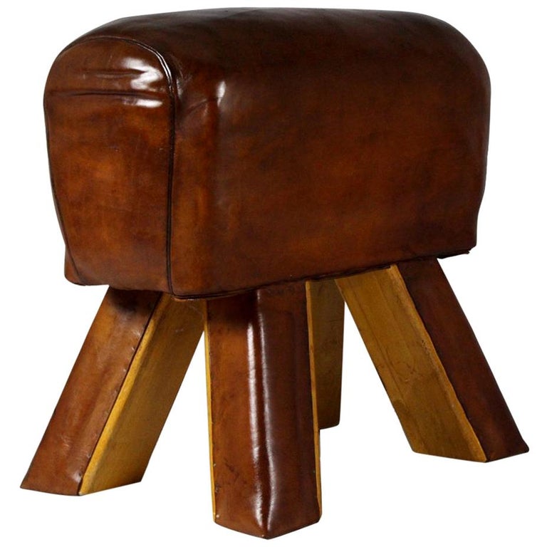 1950s Leather Gym Stool / Bench at 1stDibs