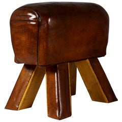 Used 1950s Leather Gym Stool / Bench