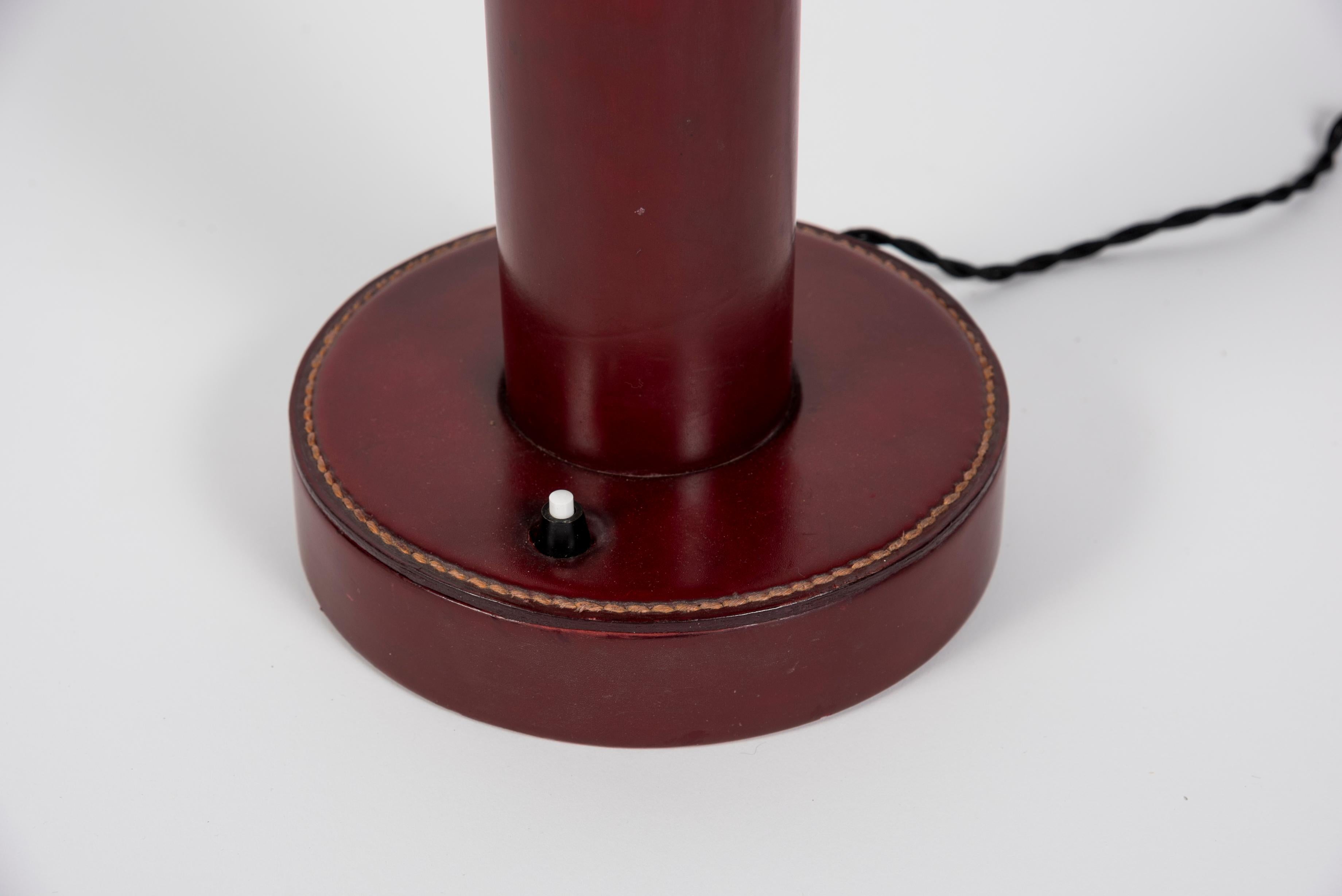 Mid-20th Century 1950's Leather Lamp in the Style of Paul Dupre-Lafon for Hermes