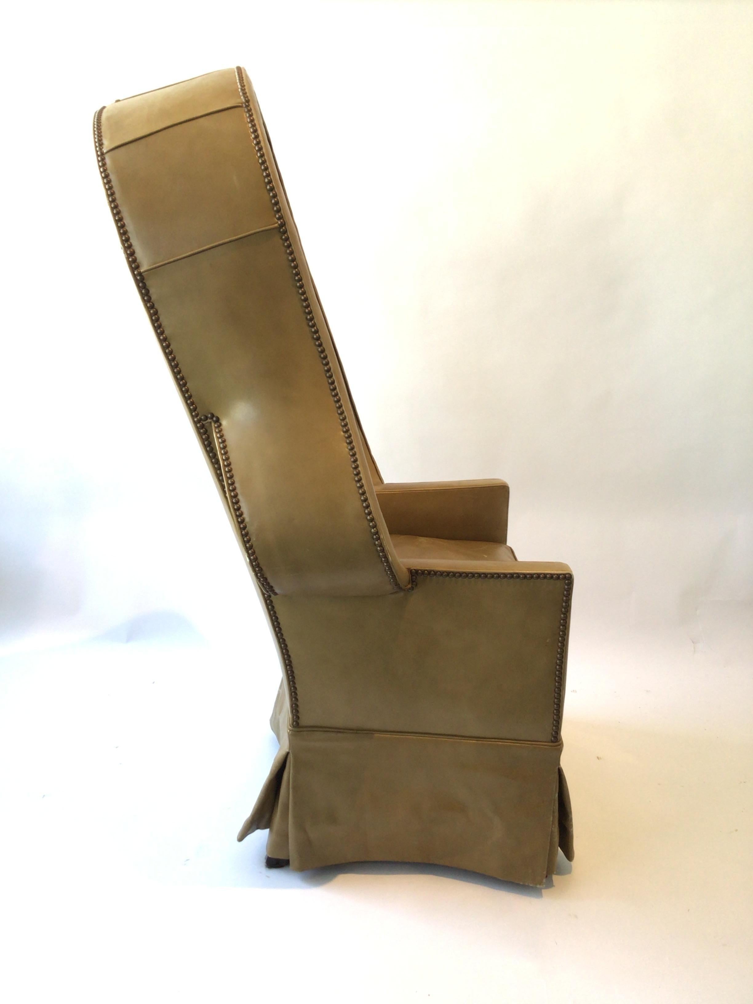 Mid-20th Century 1950s Leather Porters Chair For Sale