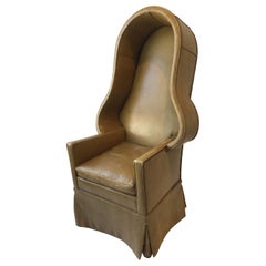 Sedia da portiere in pelle degli anni '50