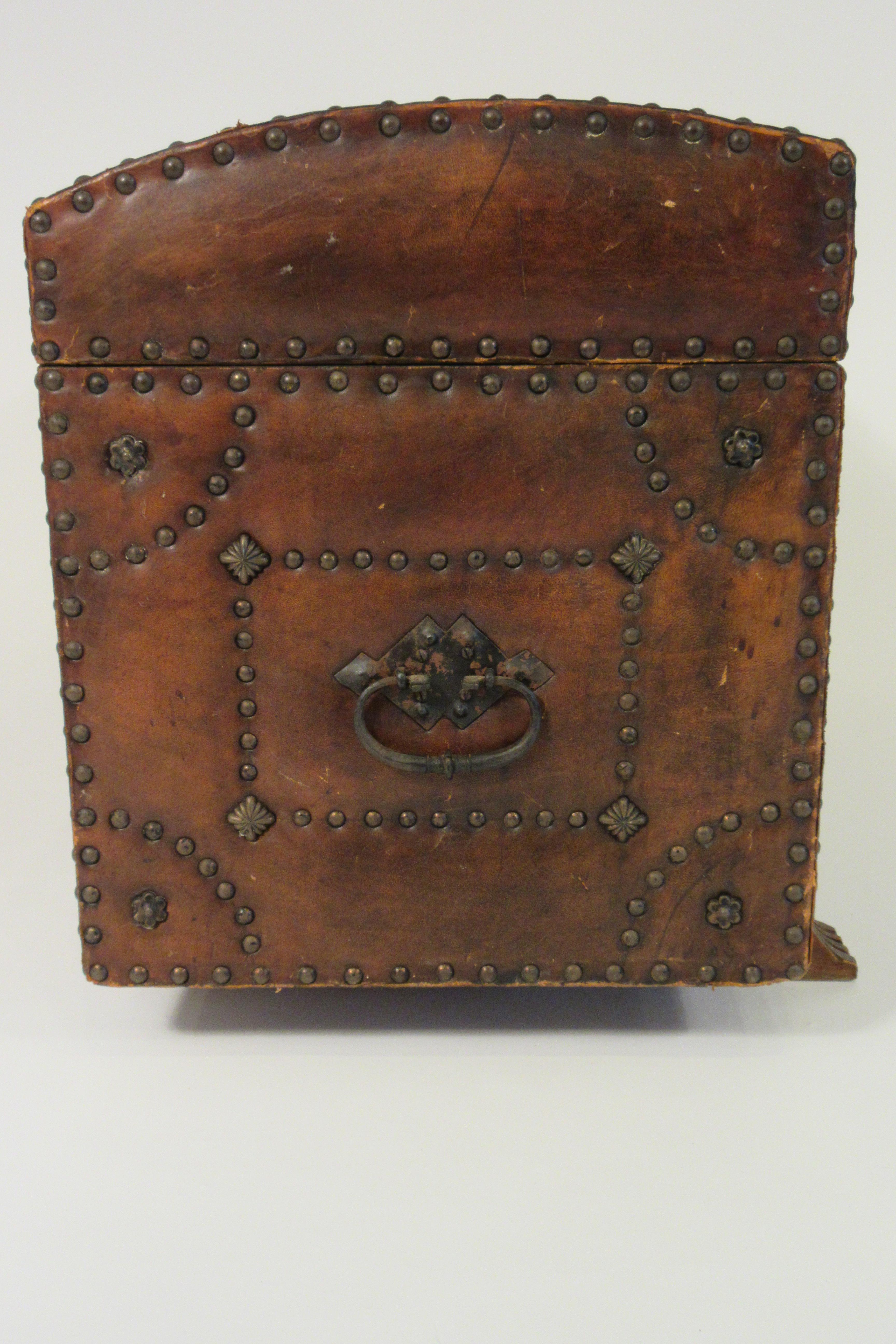 1950s Leather Studded Dome Top Trunk For Sale 6