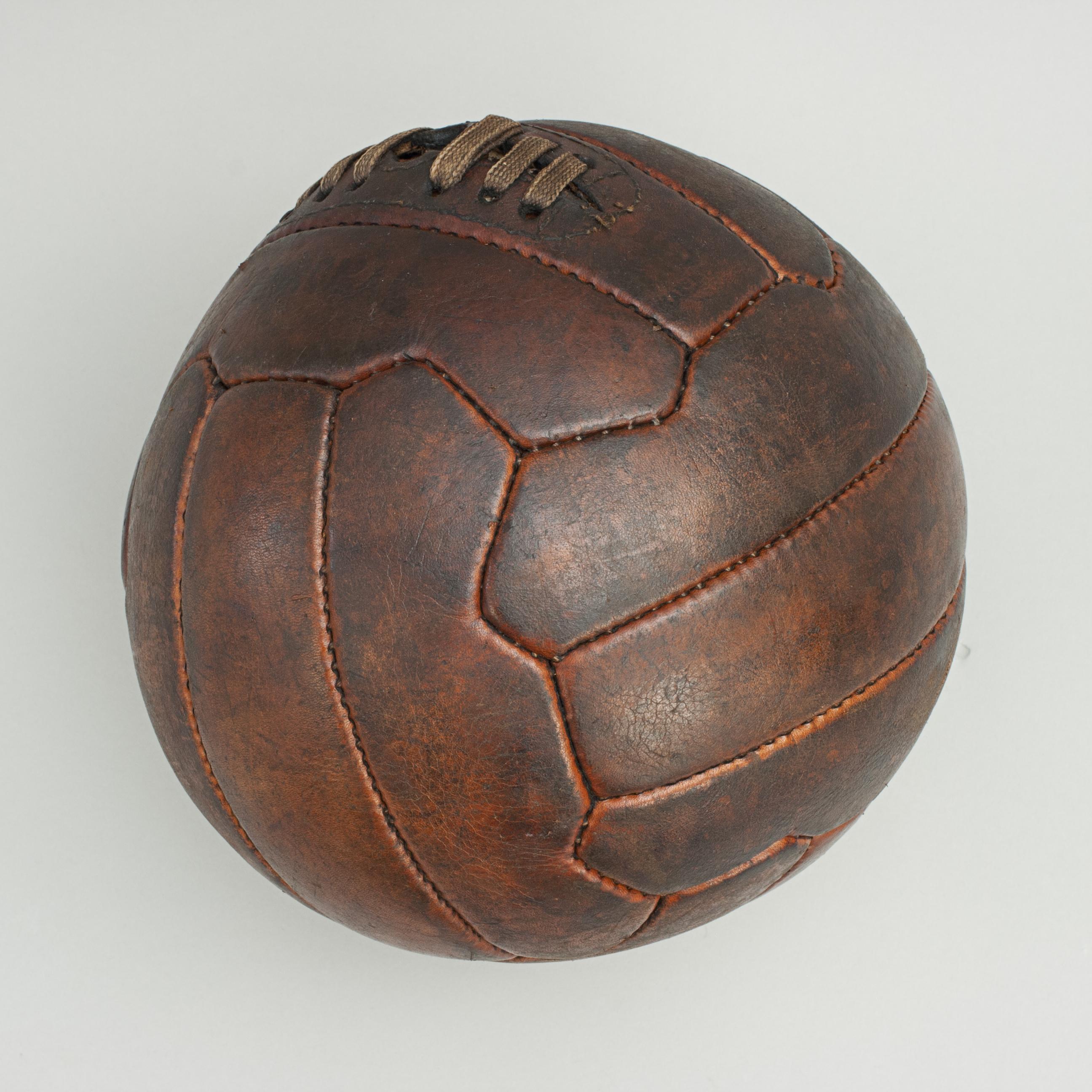 Mid-20th Century 1950s Leather Vintage Football Zig-Zag Ariel Football Soccer Ball