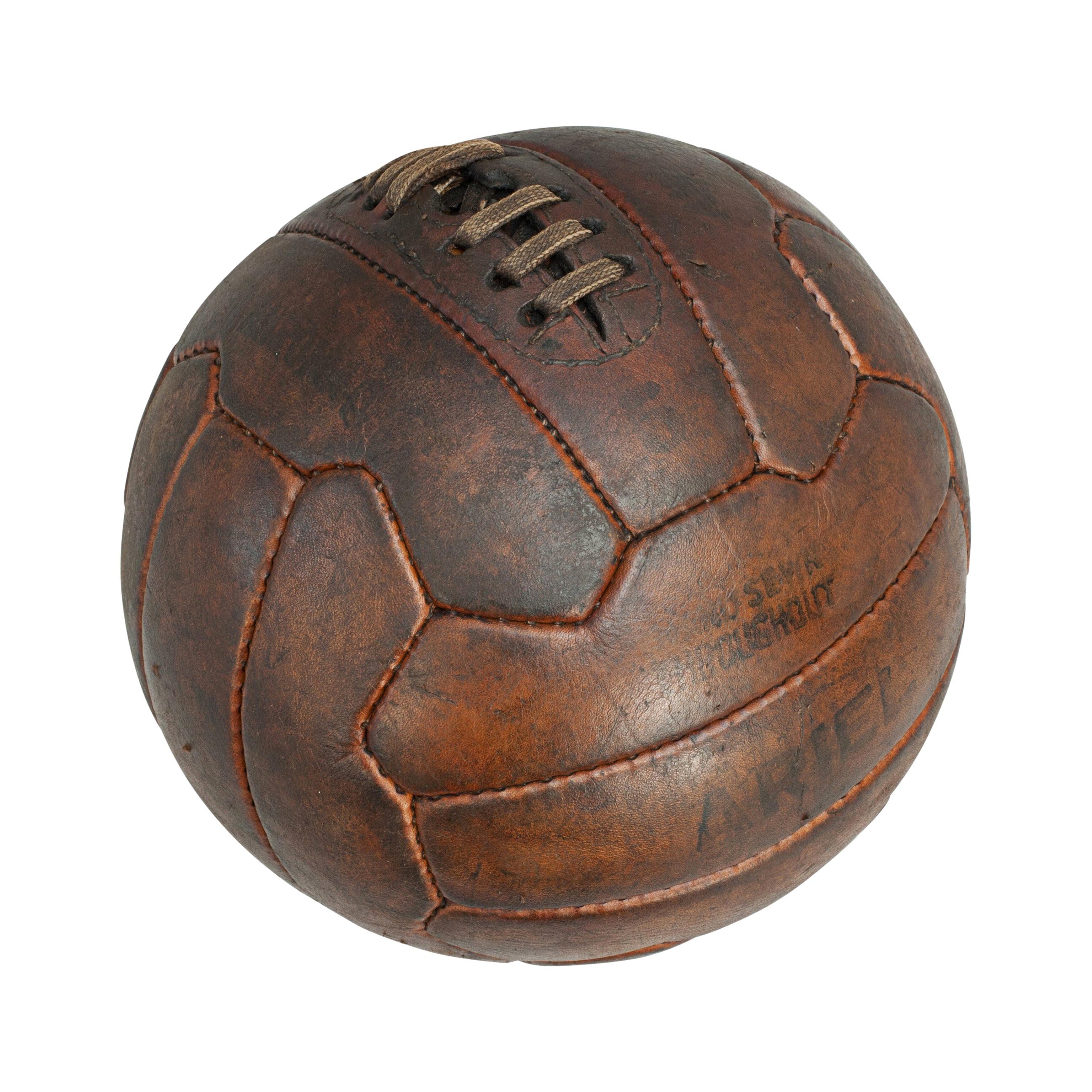 1950s Leather Vintage Football Zig-Zag Ariel Football Soccer Ball
