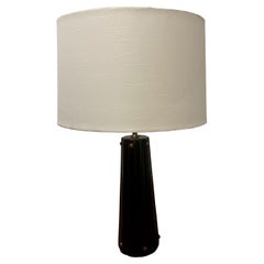 1950's Leather Wraped & Brass Accents Column Table Lamp