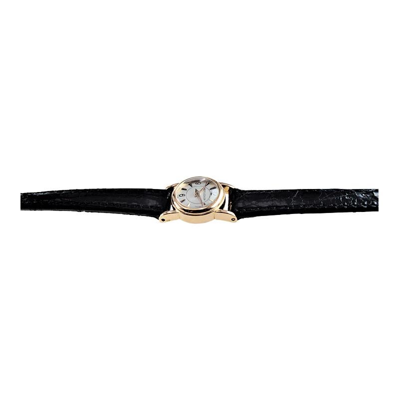 Women's LeCoultre Ladies 18 Karat Rose Gold Back Wind Watch, circa 1950s For Sale