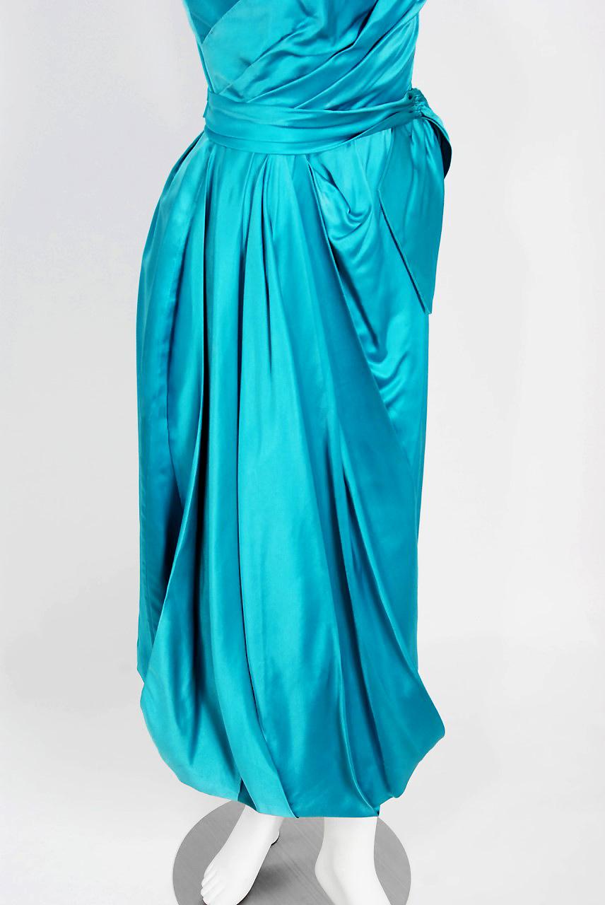 aqua blue silk dress