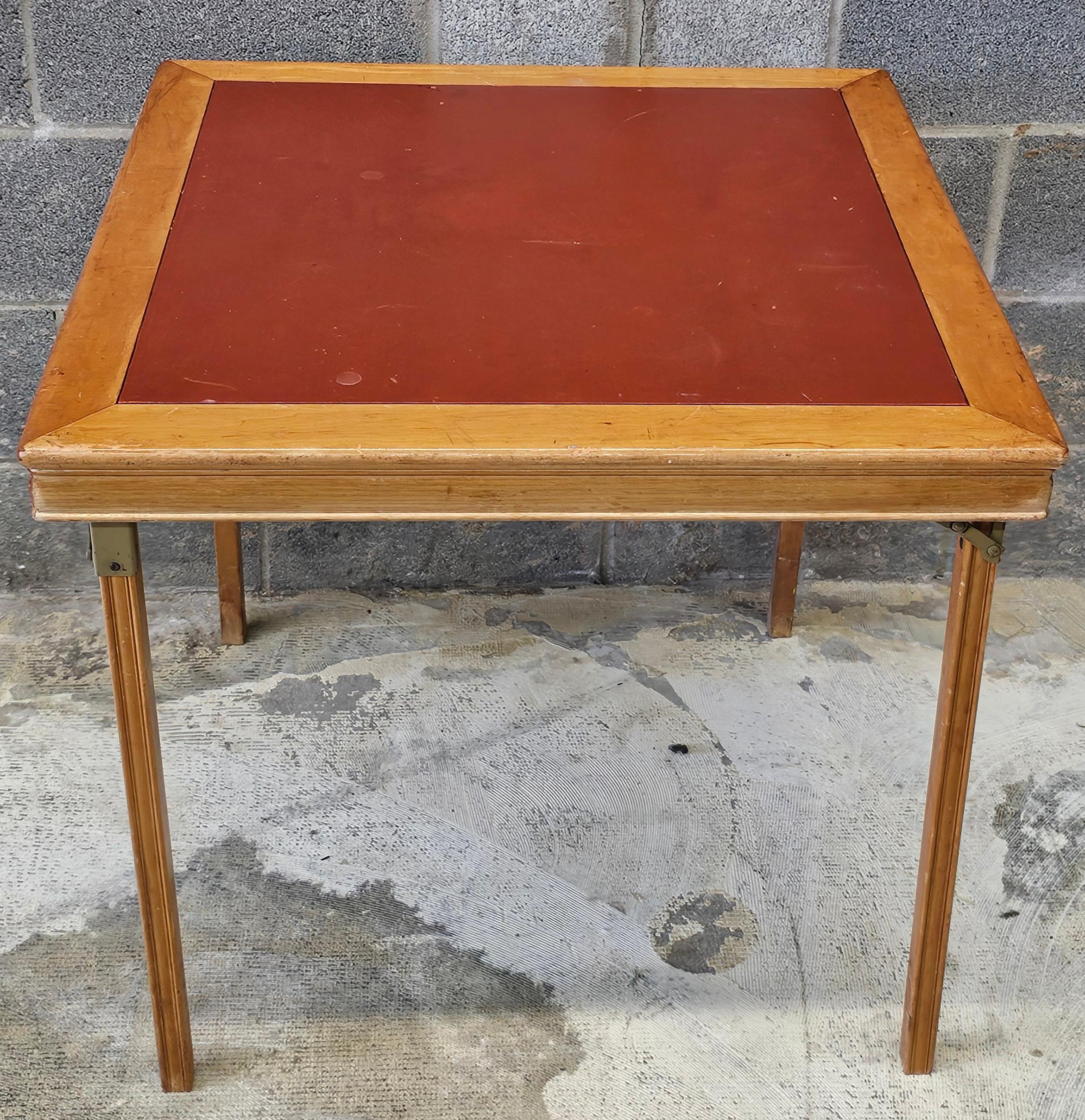 1950er Leg-o-Matic Klappbarer Kartentisch aus Ahorn und Vinyl (Moderne der Mitte des Jahrhunderts) im Angebot