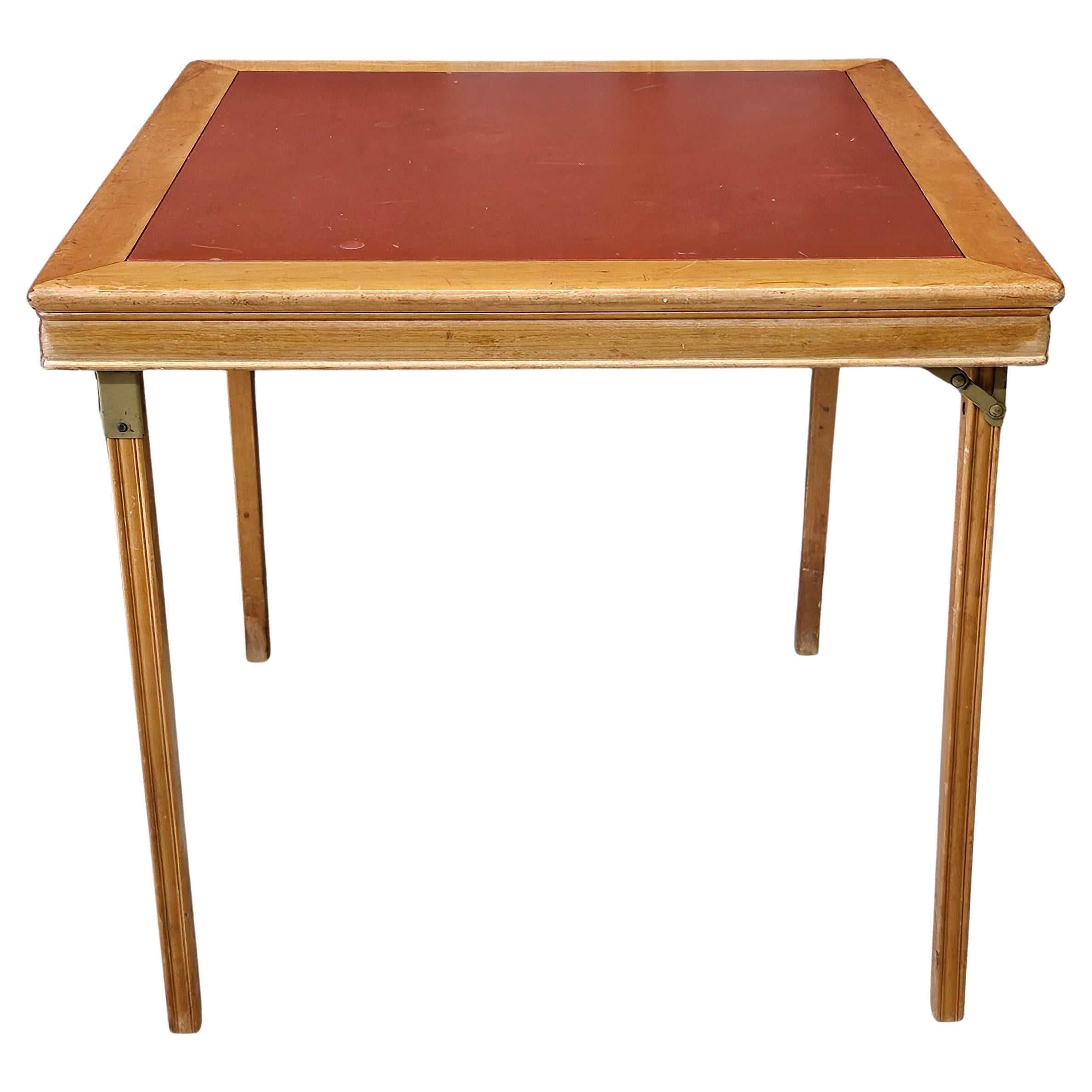 1950er Leg-o-Matic Klappbarer Kartentisch aus Ahorn und Vinyl im Angebot