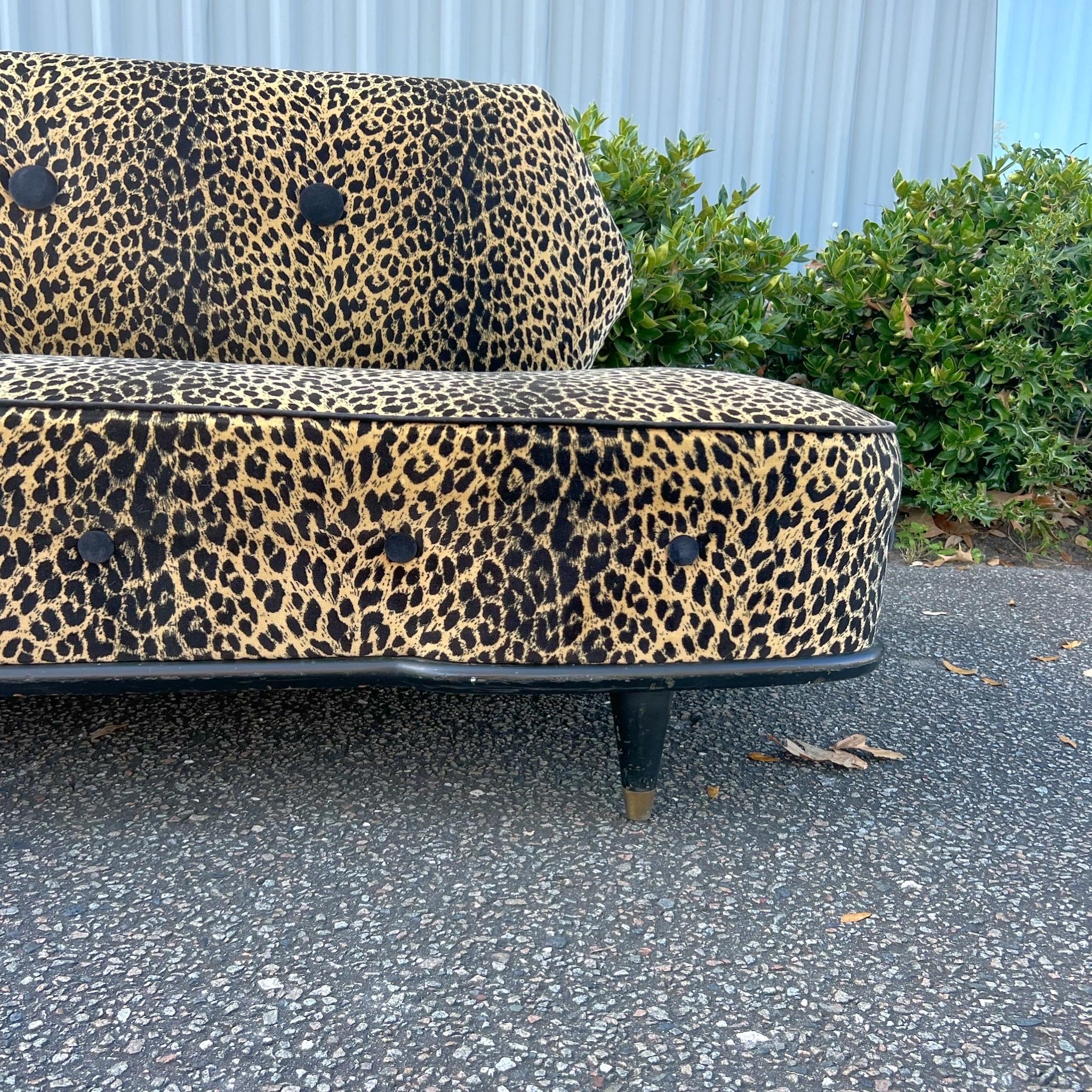 American 1950’s Leopard 2 Piece Sectional Sofa For Sale