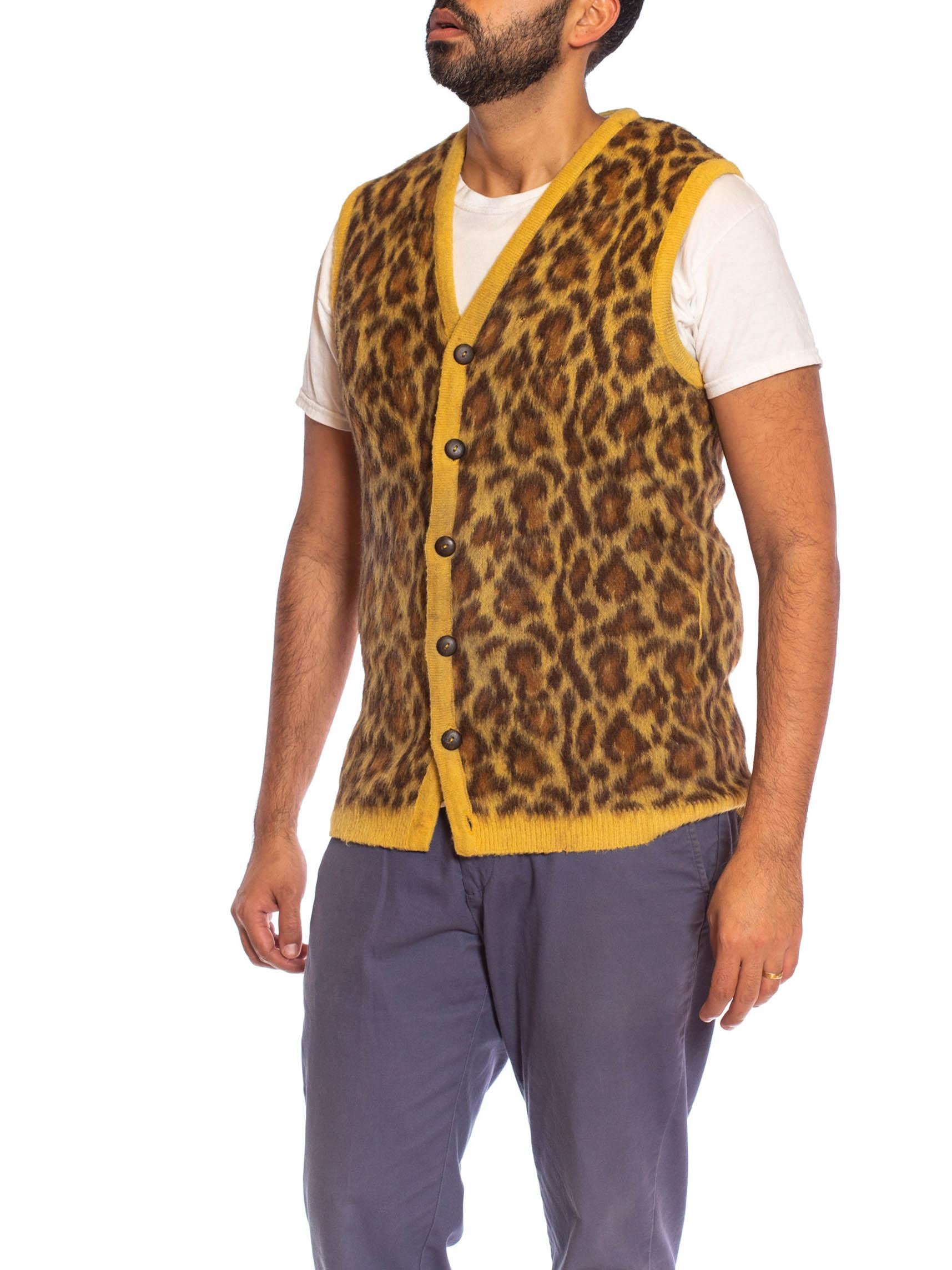 mens leopard print sweater vest