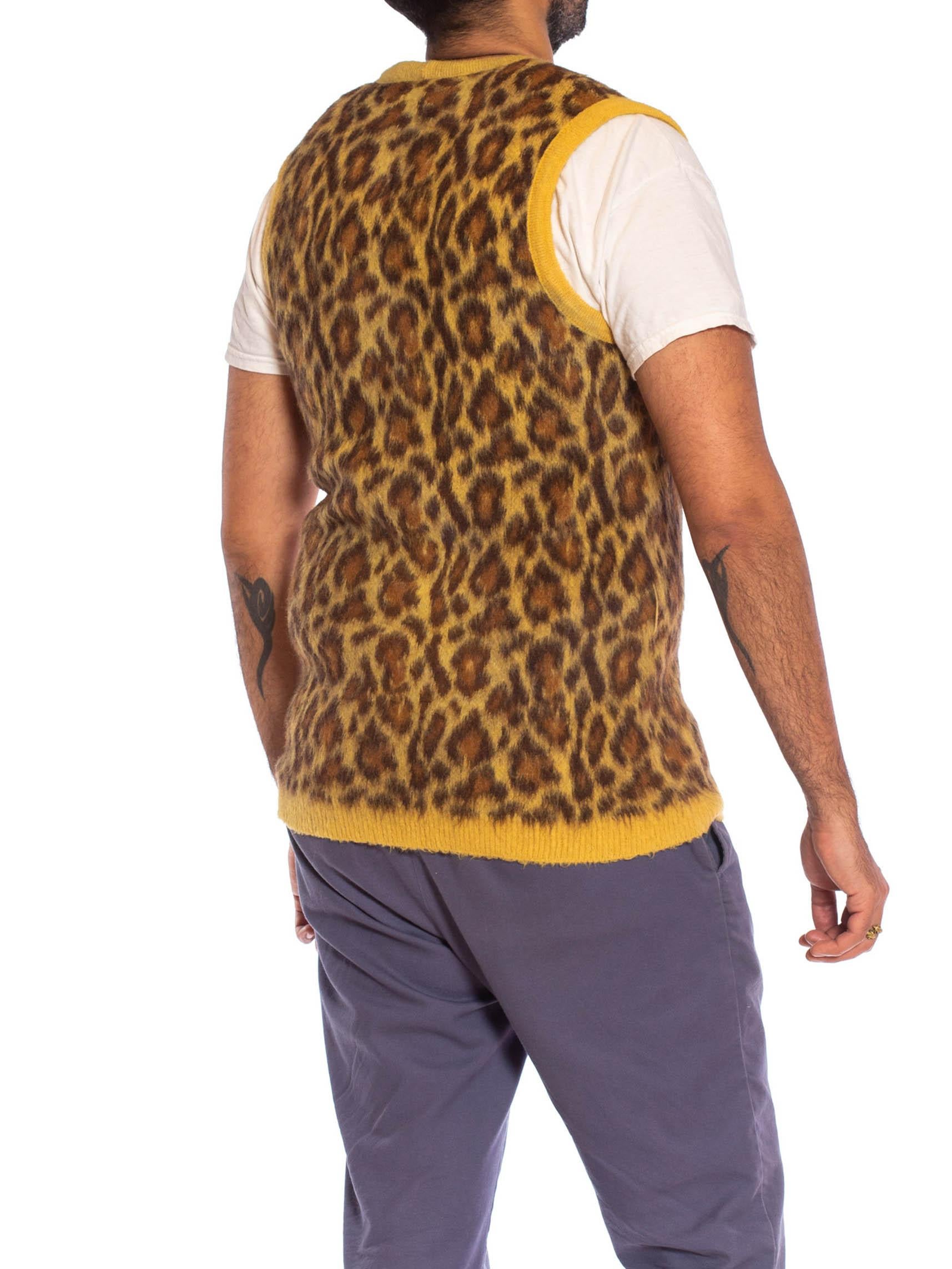 Brown 1950S Leopard Print Mohair Blend Knit Sweater Vest