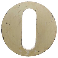 1950s Letter O Olive Green, Sheet Metal Sign