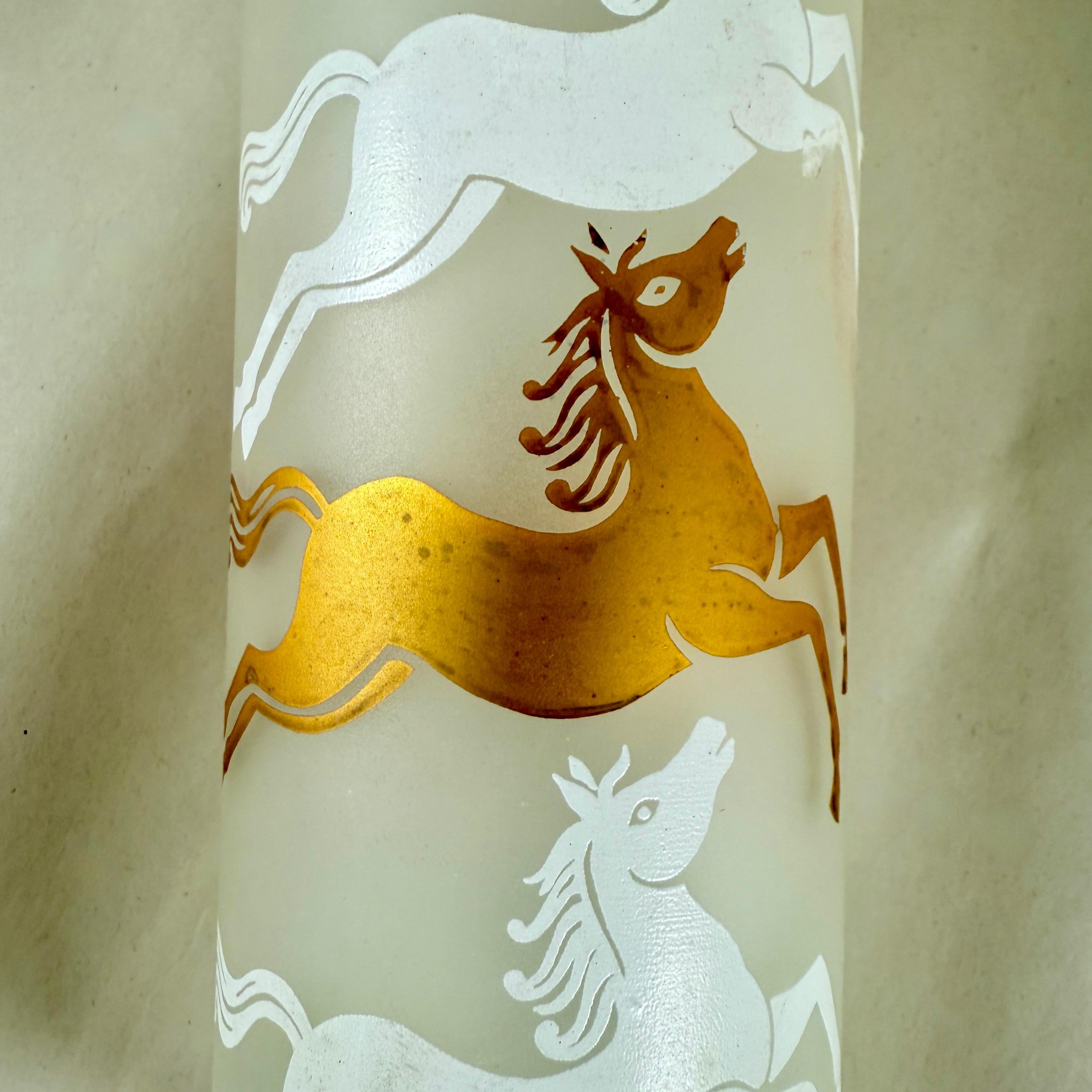 American 1950s Libbey Calvacade Equestrian Tom Collins Glasses-Set of 8 For Sale