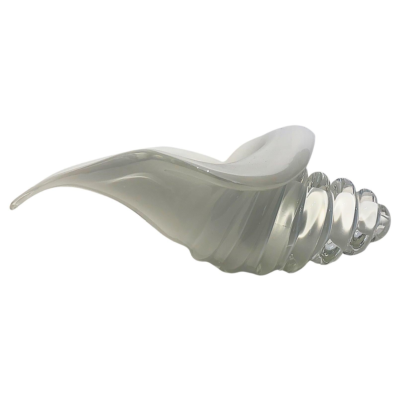 1950s Licio Zanetti Murano Glass Conch Shell Sculpture, Signed