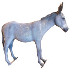 1950s Life-size Hand-painted Wooden Donkey Sculpture
