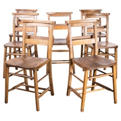 Vintage 1950's Light Elm Church, Chapel Dining Chairs, Set Of Seven
