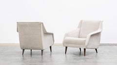1950s Light Fabric Lounge Chairs by Carlo de Carli, New Upholstery