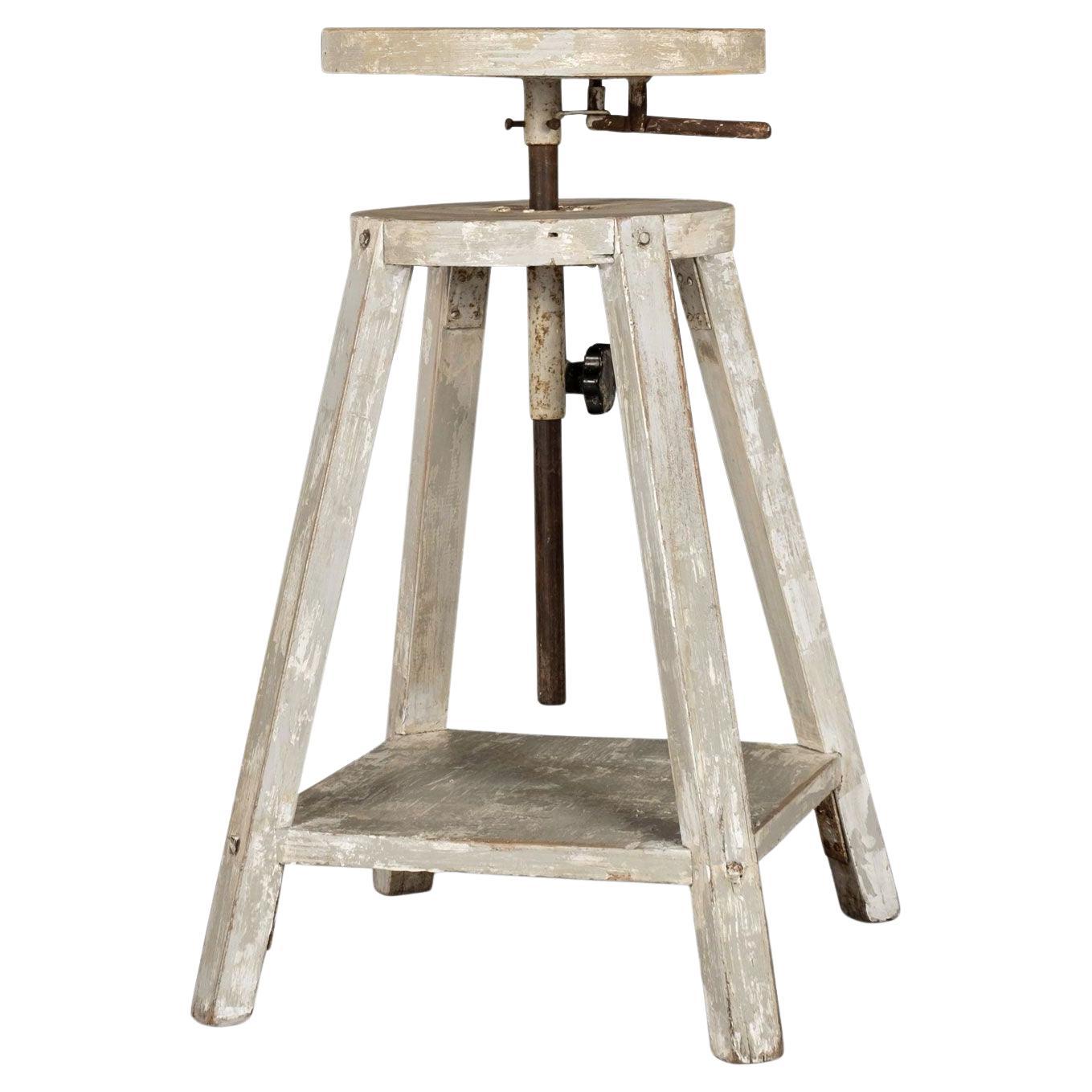 1950s Light-Gray Painted French Sculptors Stand