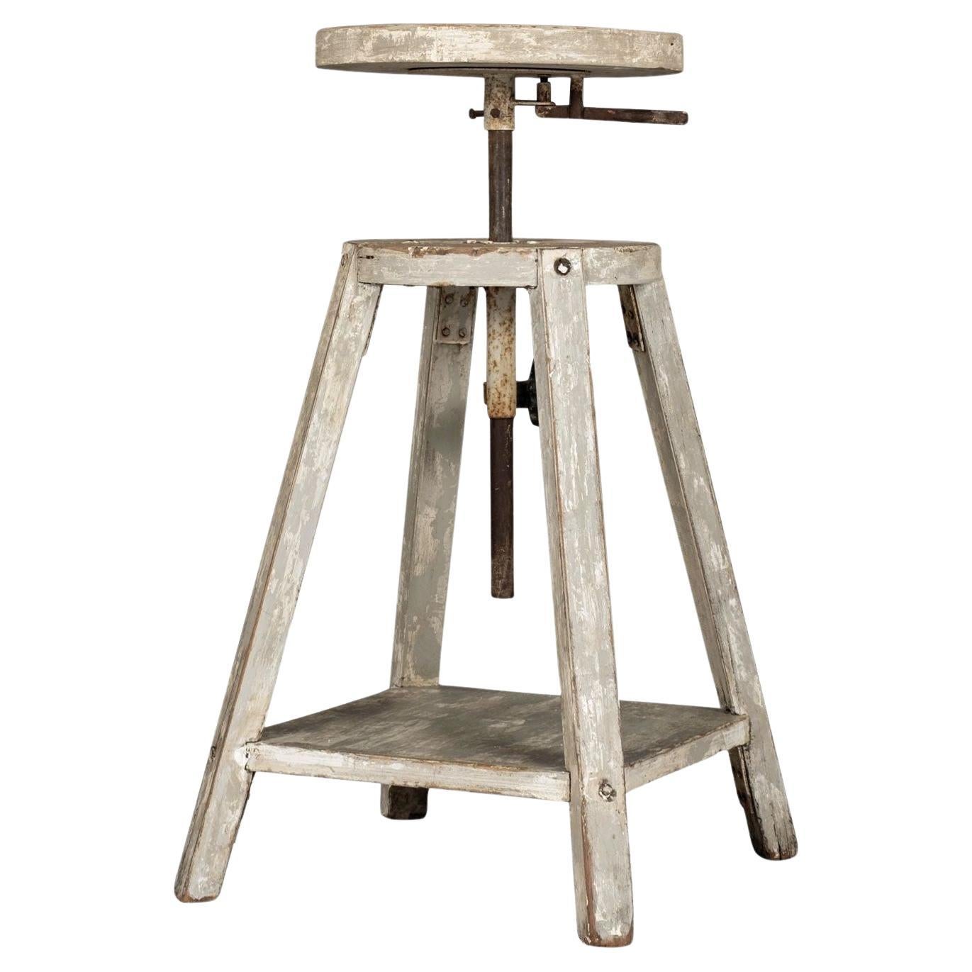 1950s Light-Gray Painted French Sculptors Stand
