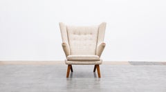 1950s Light Grey Papa Bear Chair by Hans Wegner with Original Fabric