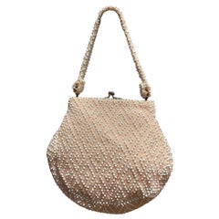 1950’s Light Pink Corde-Bead Bubble Handbag by Lumured
