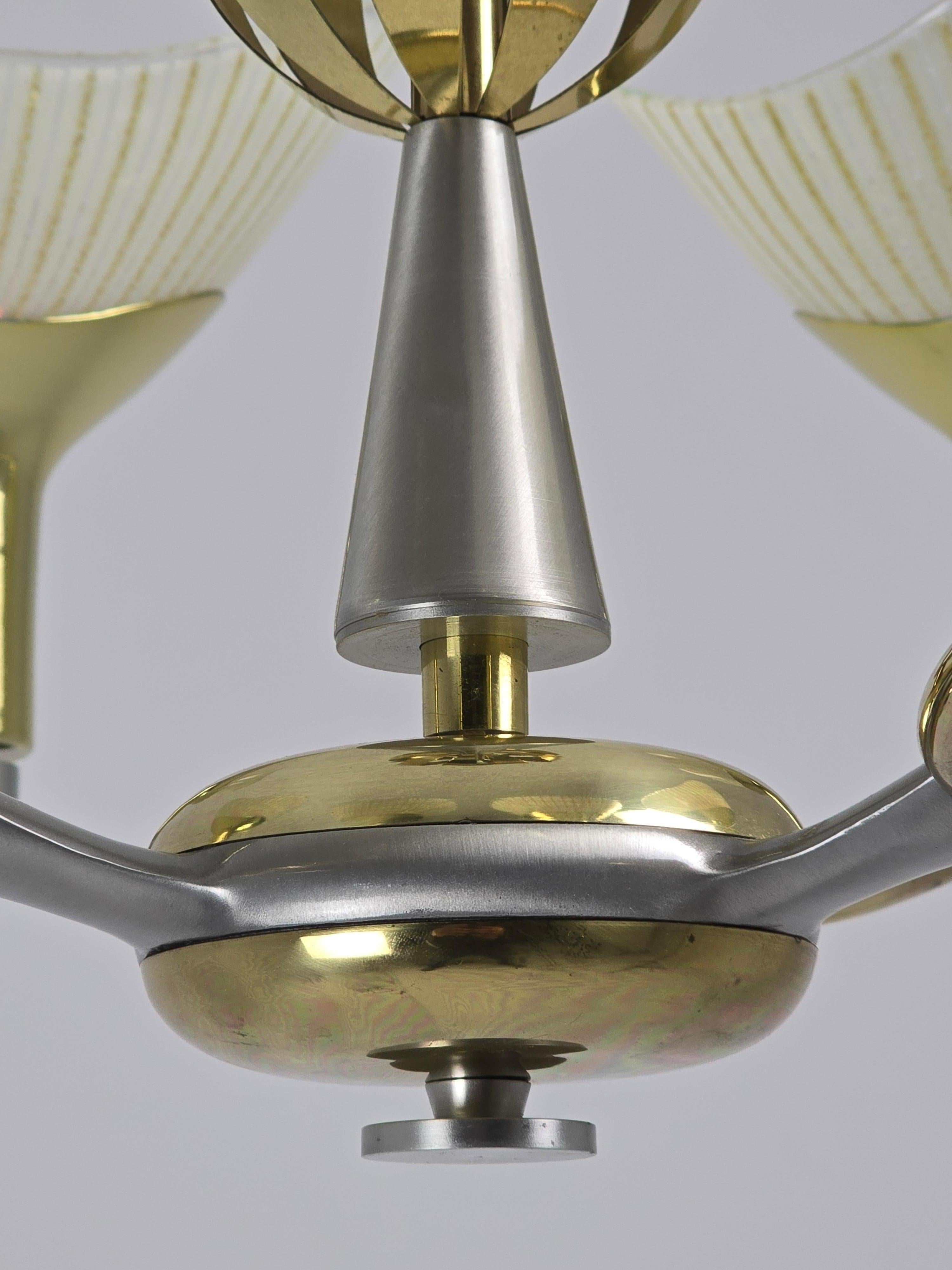 Lightolier anni '50 Lampadario a 6 bracci Art Deco , USA in vendita 3