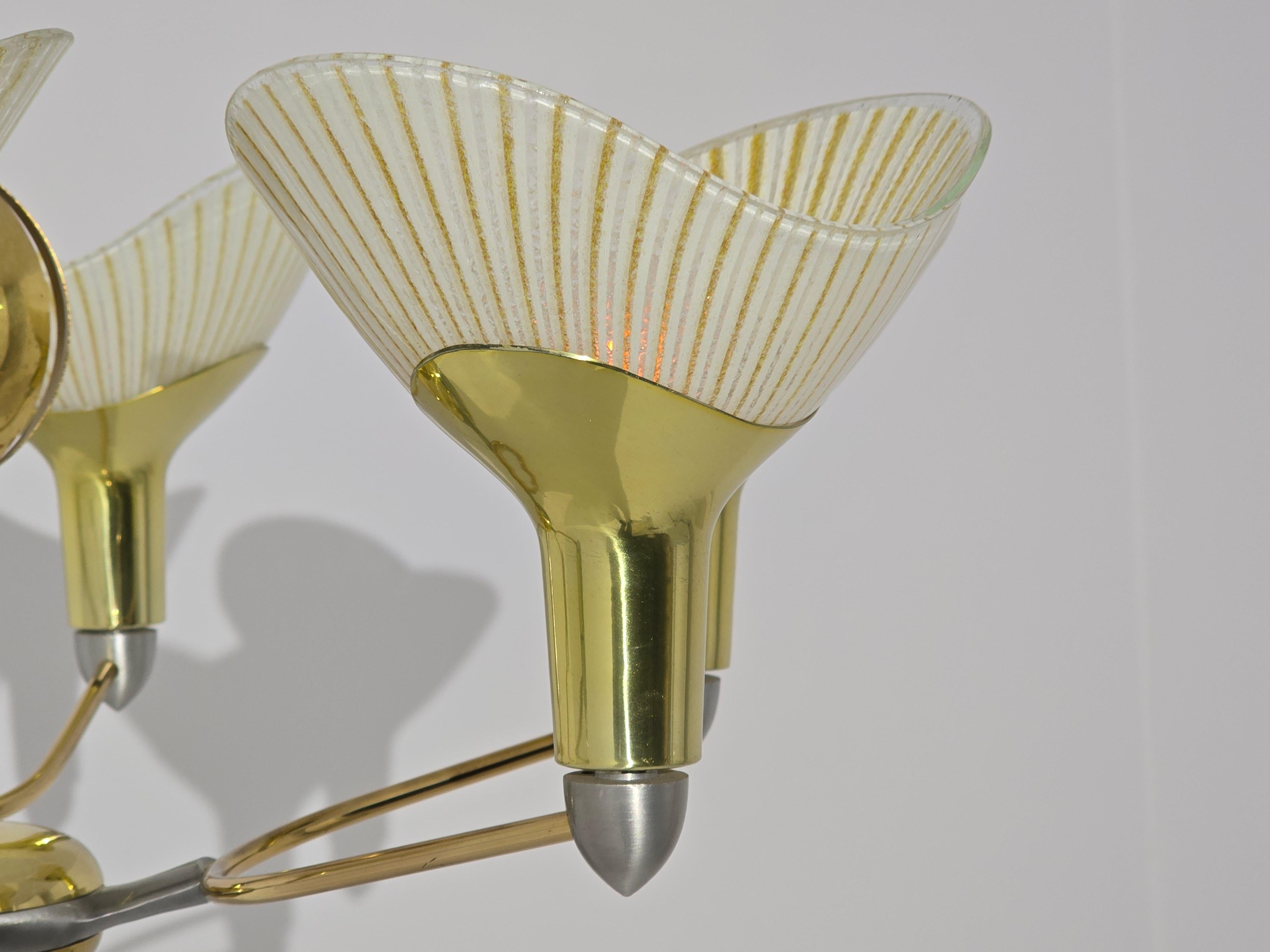 Lightolier anni '50 Lampadario a 6 bracci Art Deco , USA in vendita 6