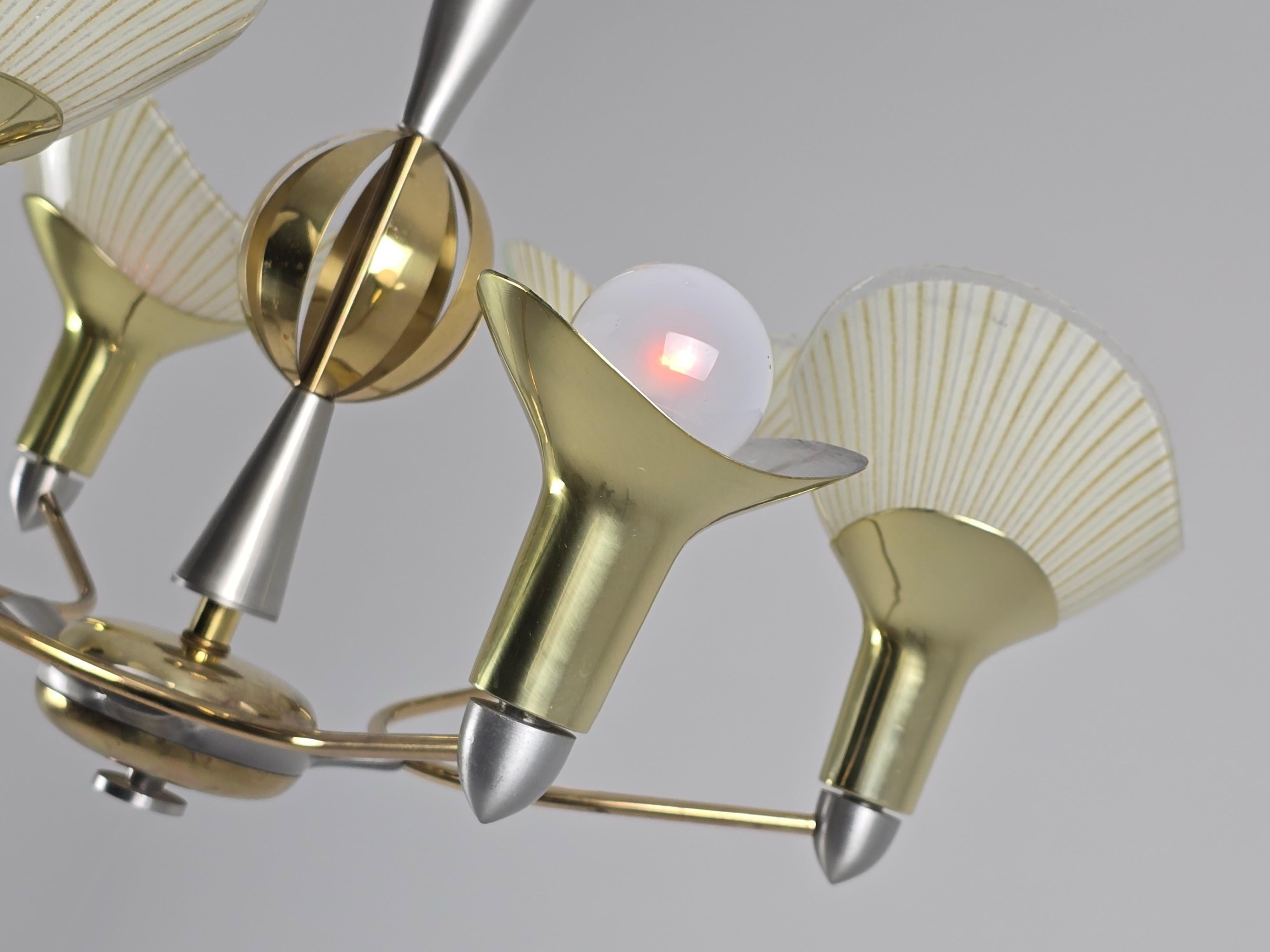 Lightolier anni '50 Lampadario a 6 bracci Art Deco , USA in vendita 10