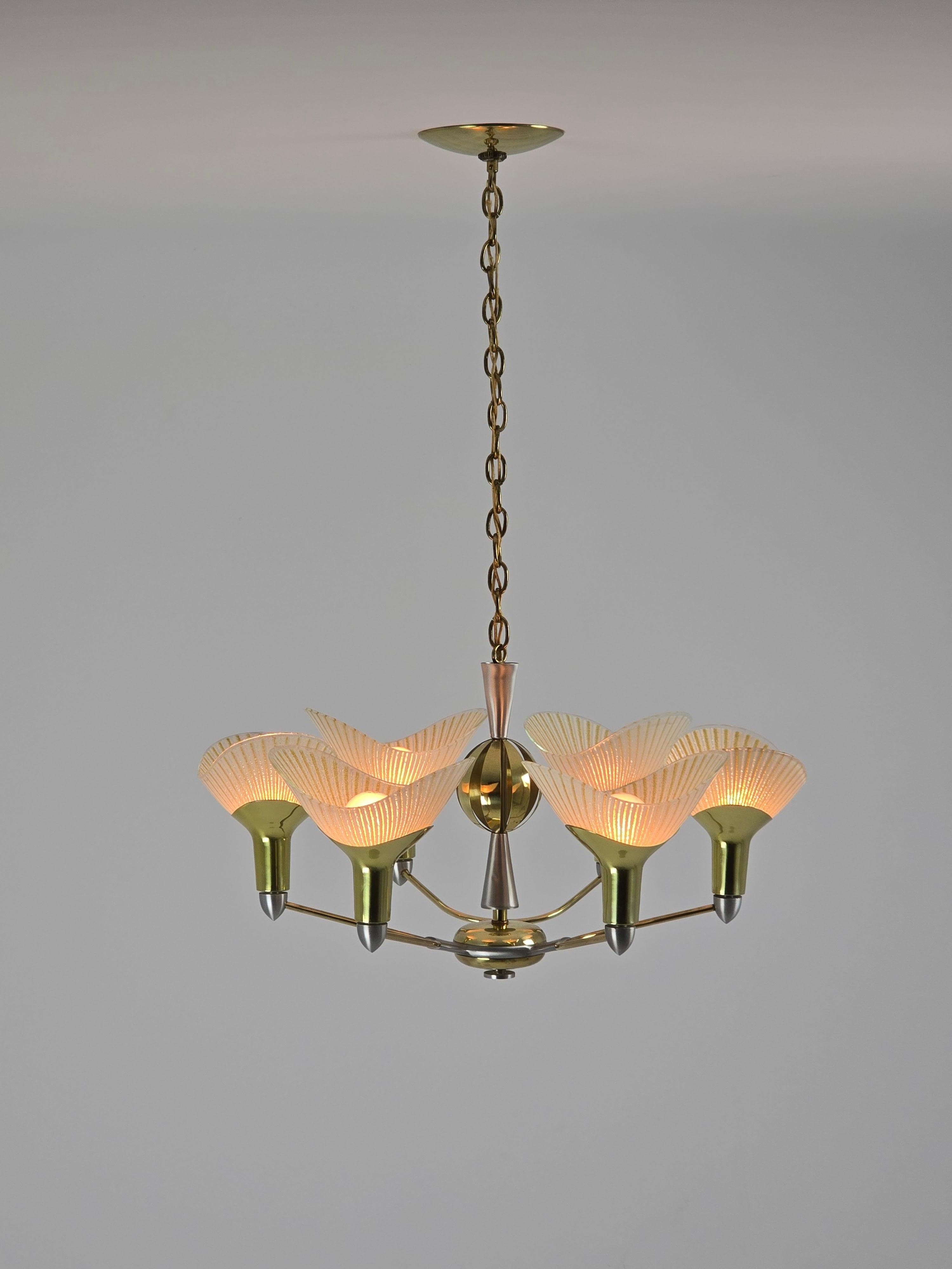 Lightolier anni '50 Lampadario a 6 bracci Art Deco , USA in vendita 11