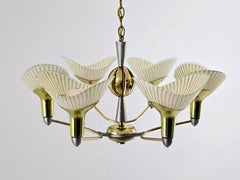 1950 Lightolier Lustre Art Déco à 6 bras , USA