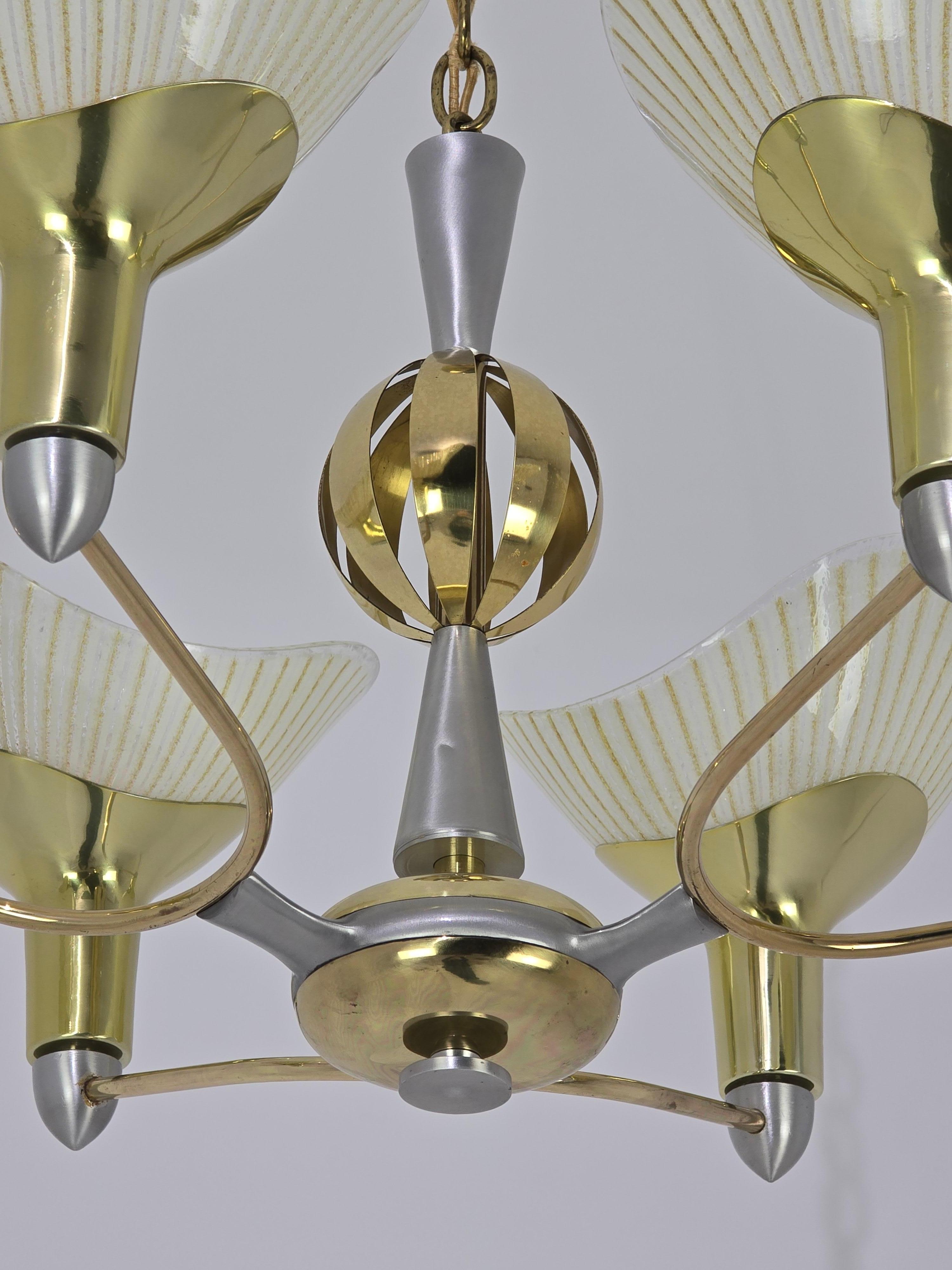 Lightolier anni '50 Lampadario a 6 bracci Art Deco , USA in vendita 1