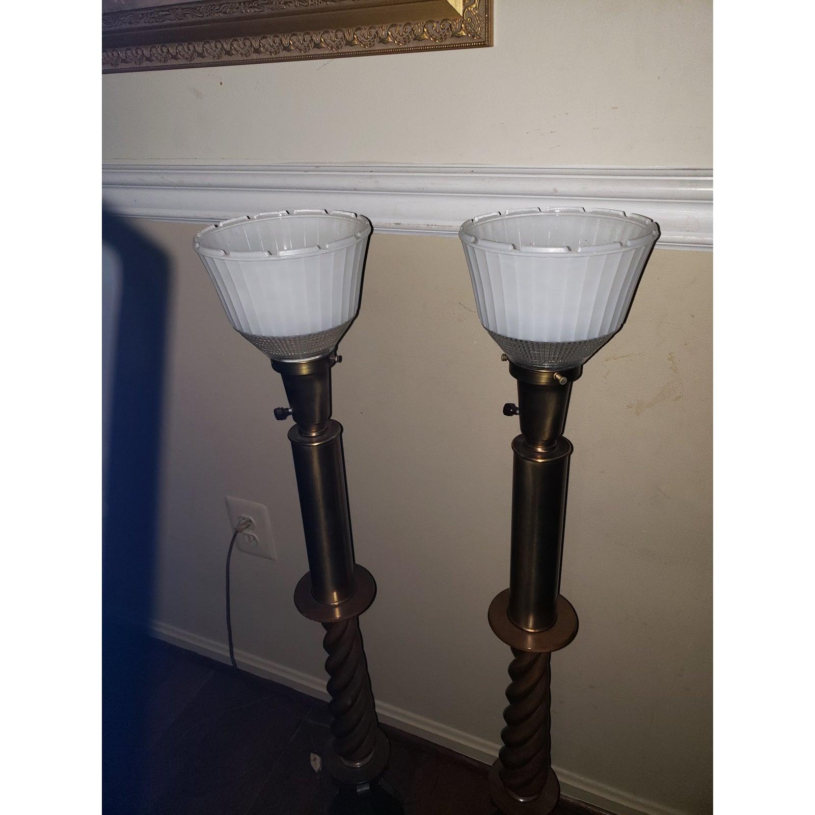 1950s milk glass lamps