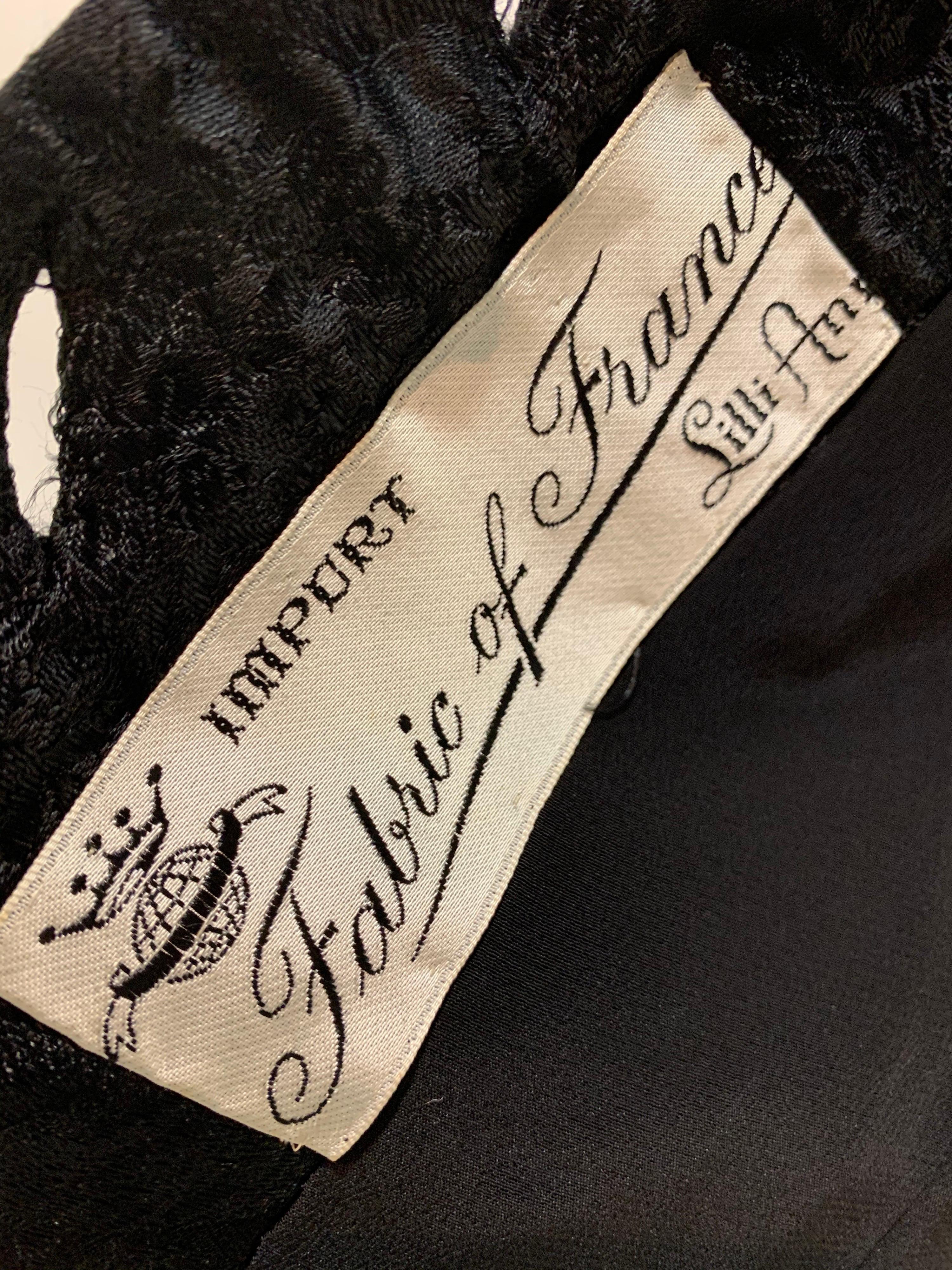 1950s Lilli Ann Black Brocade Jacket w/ Applied Cording & Full Velvet Sleeves For Sale 6