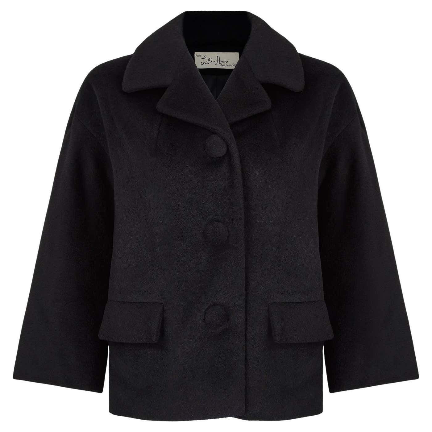 1950s Lilli Ann Black Felt Wool Box Jacket For Sale at 1stDibs | black ...