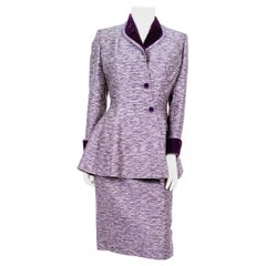 Vintage 1950s Lilli Ann Silk Purple Suit