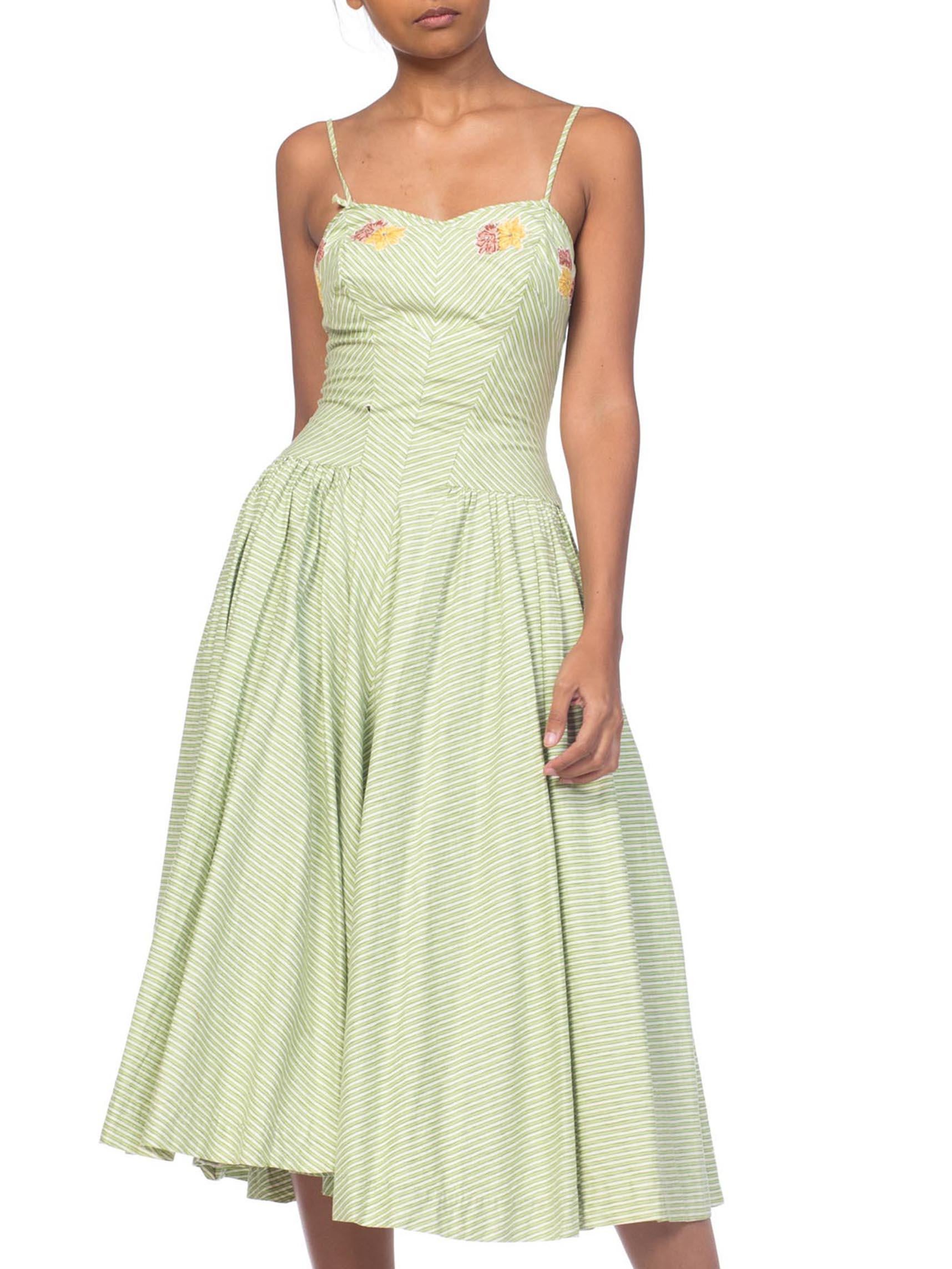 Women's 1950S Lime Green Cotton Circle Skirt Swing Dress
