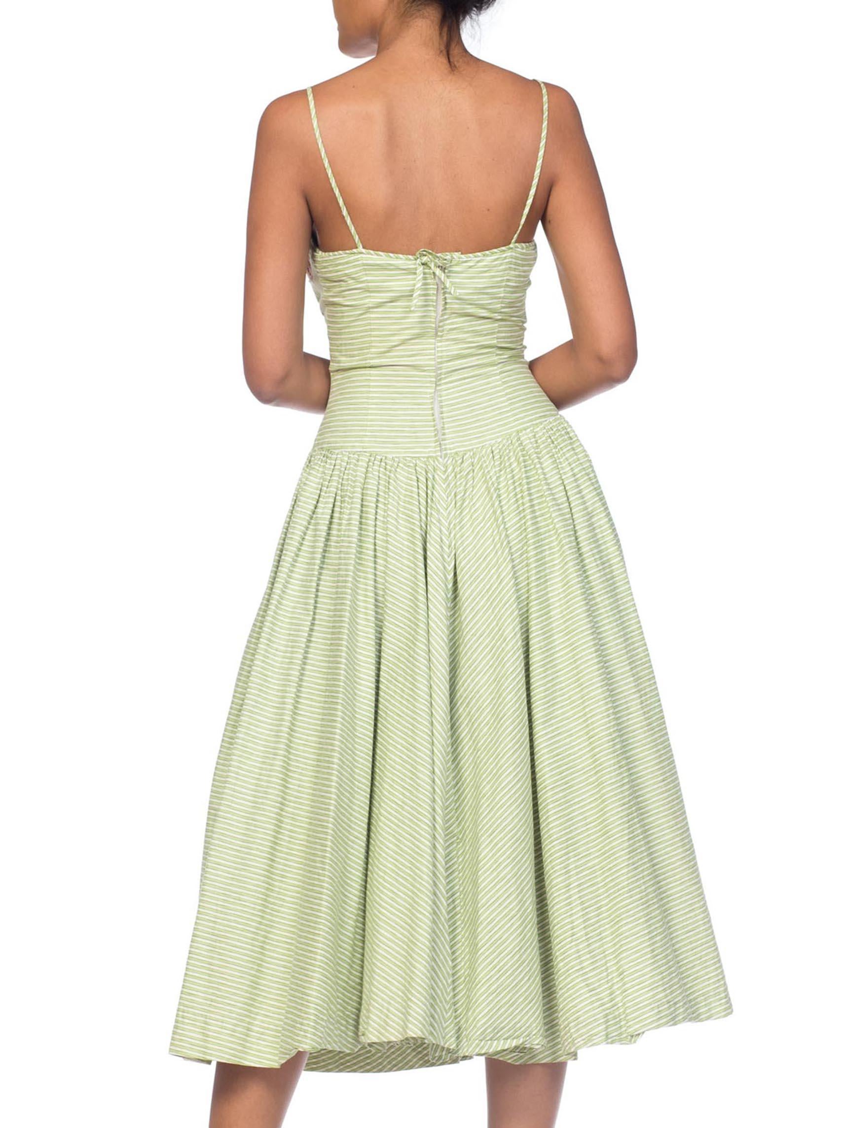 1950S Lime Green Cotton Circle Skirt Swing Dress 1