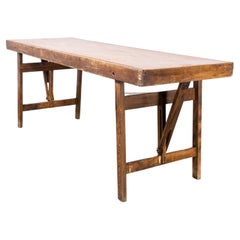 Used 1950's Linoleum Top Trestle Table  - Craft - Console Table (26)