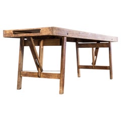 Used 1950's Linoleum Top Trestle Table  - Craft - Console Table (28)