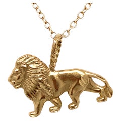 1950s Lion Animal Pendant in 14 Karat Yellow Gold