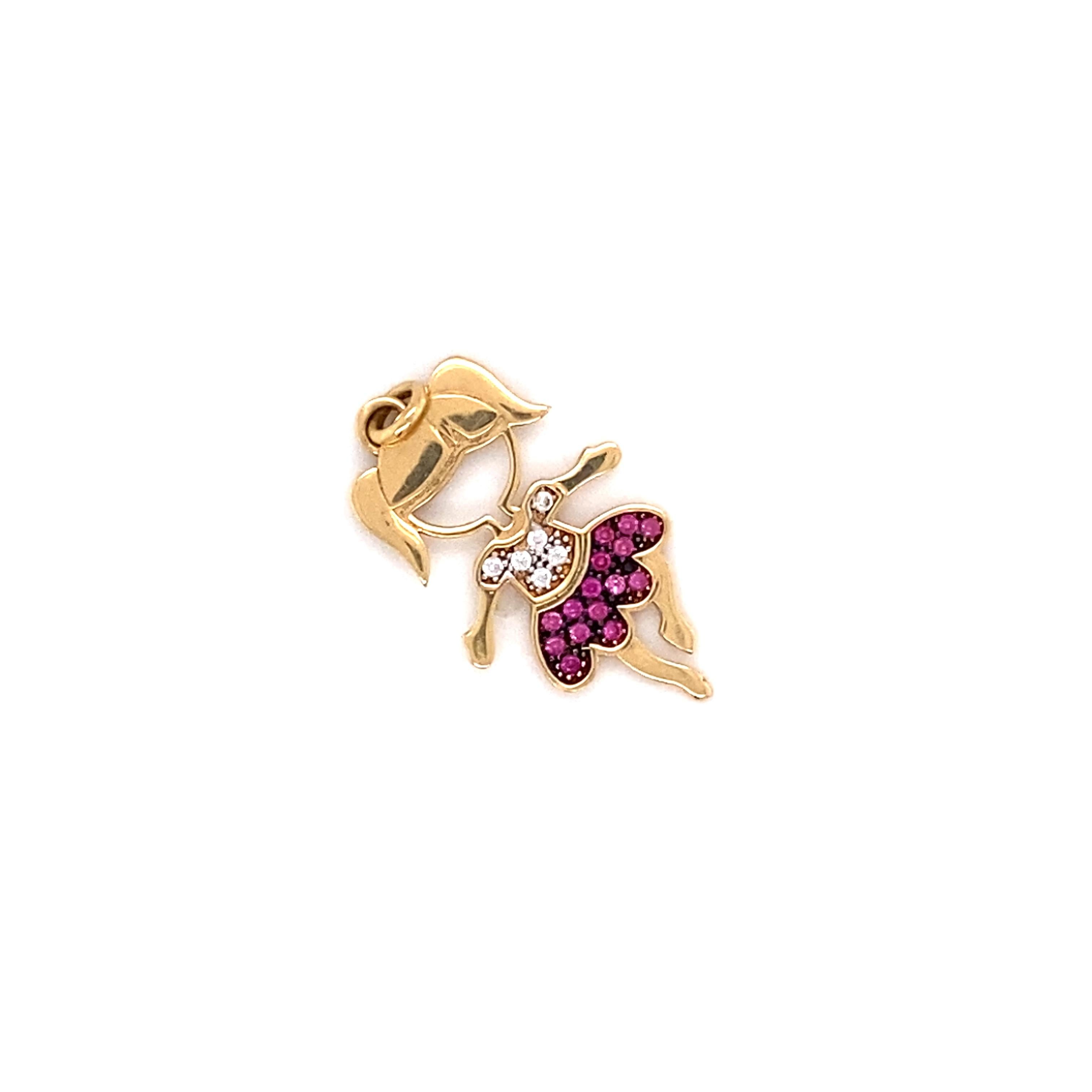 Women's 1950s Little Girl Daughter Ballerina Charm in 14 Karat Yellow Gold