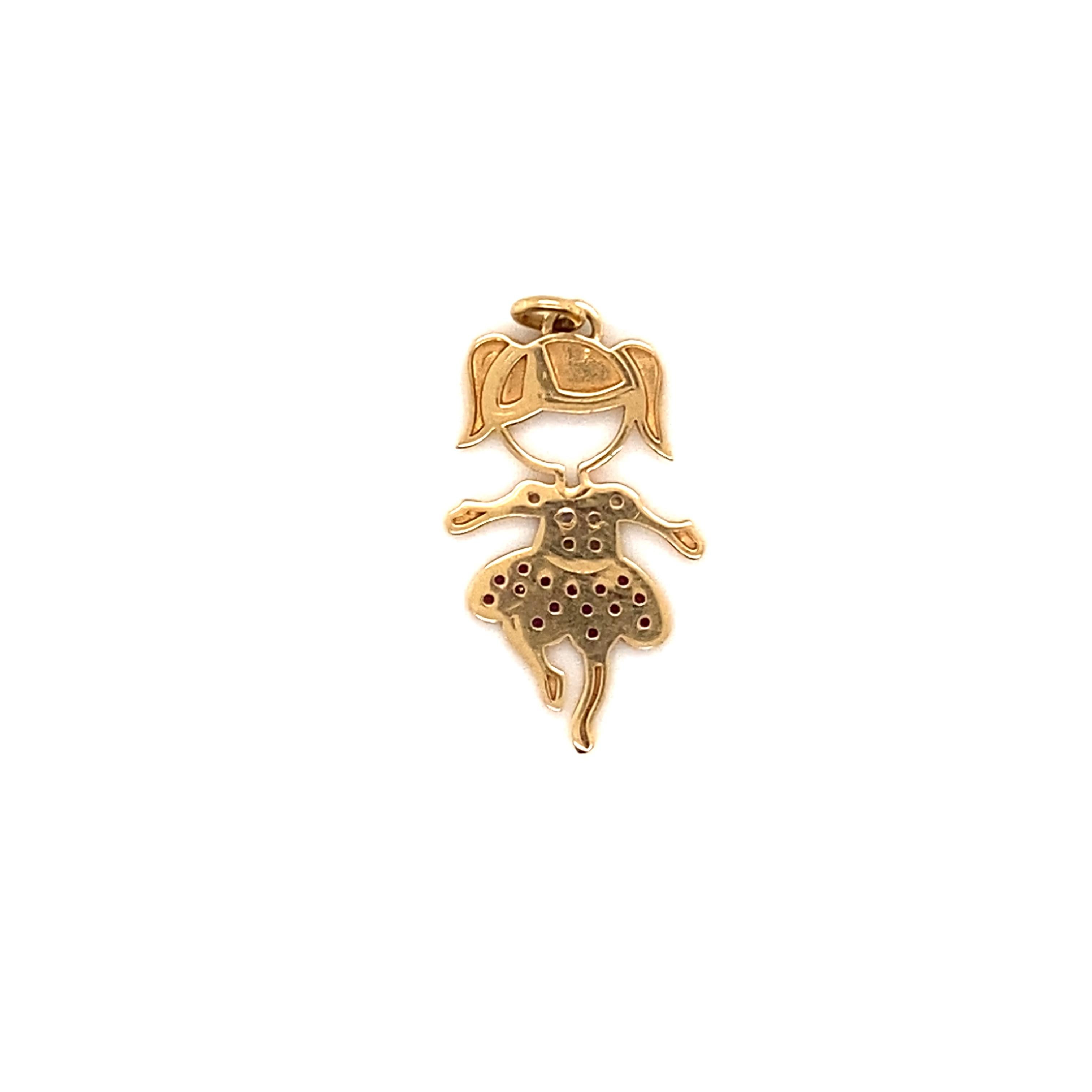 1950s Little Girl Daughter Ballerina Charm in 14 Karat Yellow Gold 1