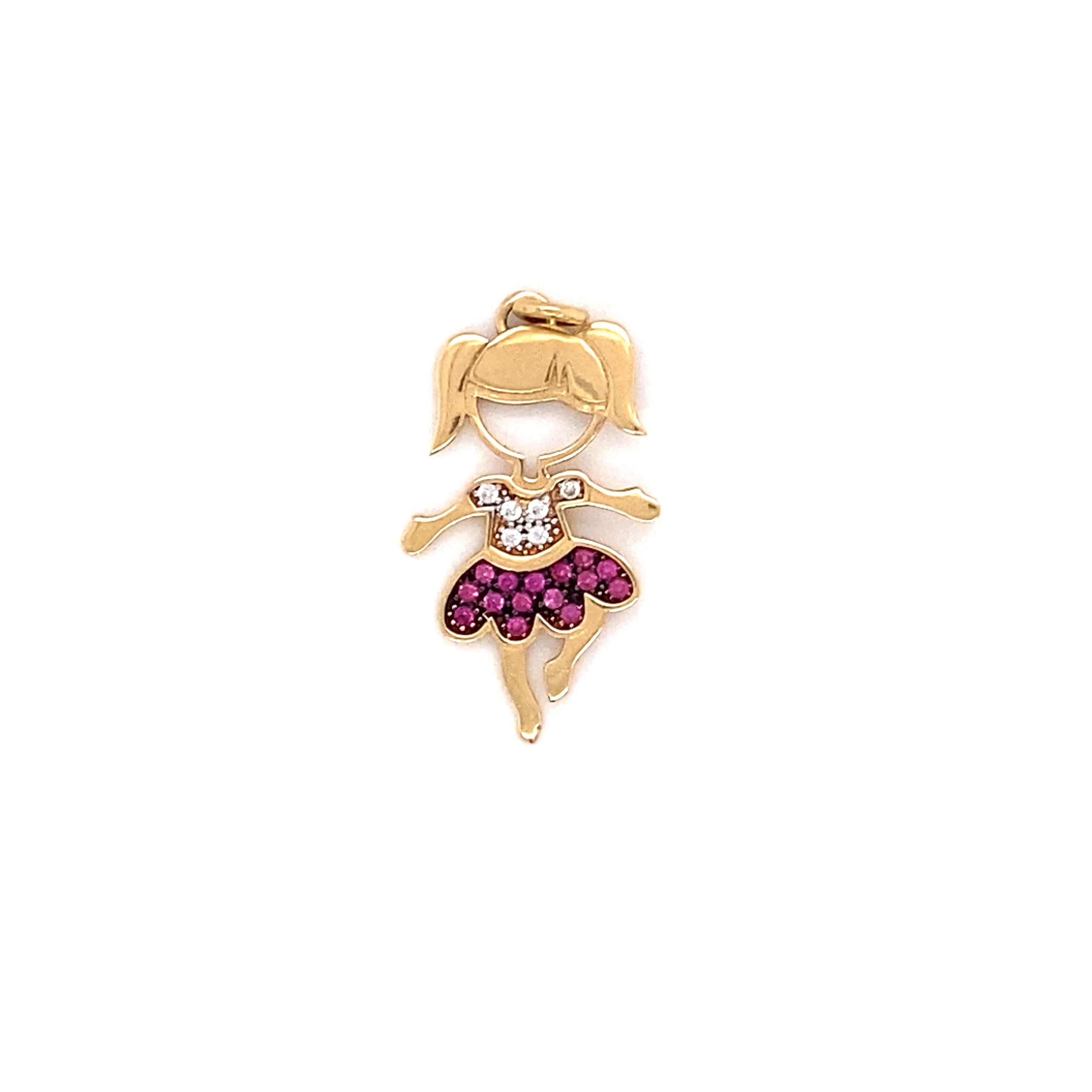 1950s Little Girl Daughter Ballerina Charm in 14 Karat Yellow Gold 2