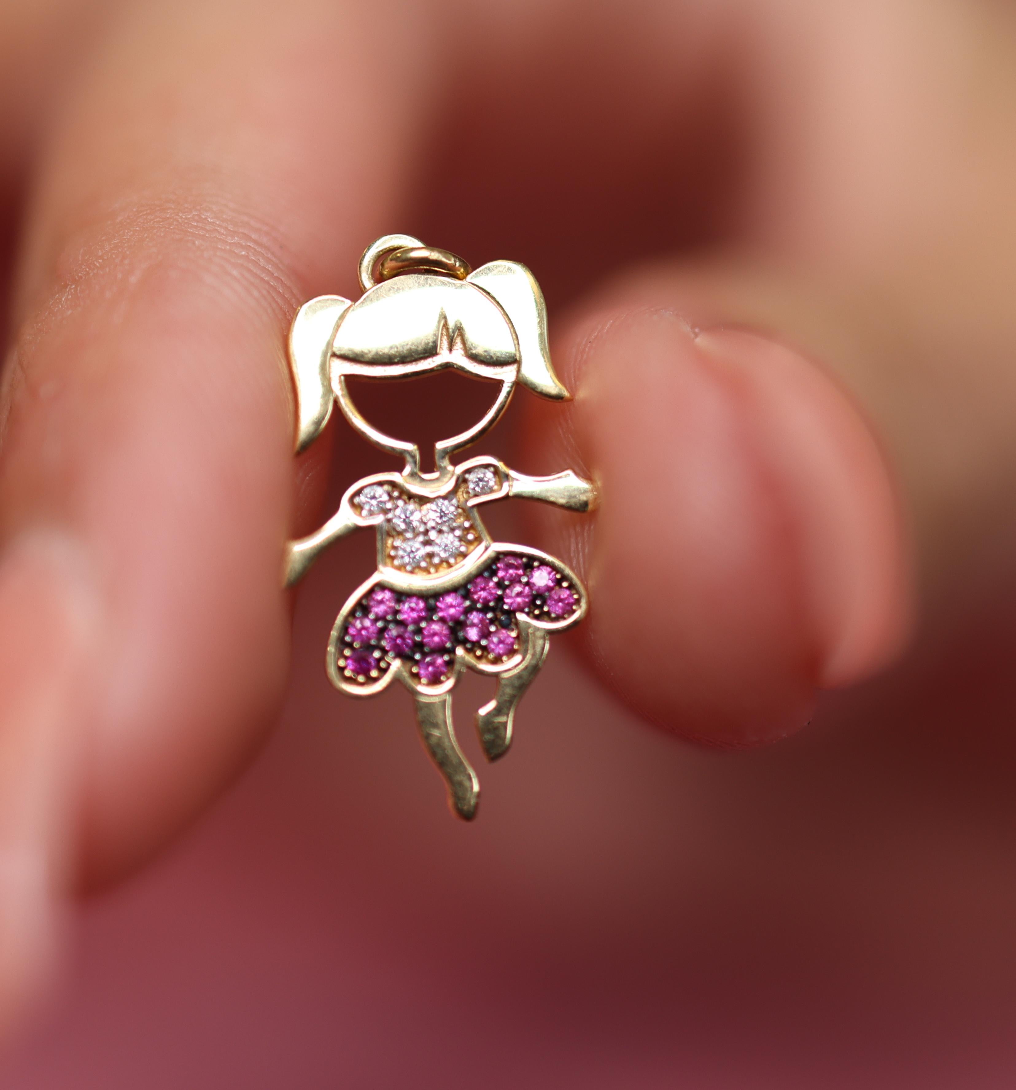 1950s Little Girl Daughter Ballerina Charm in 14 Karat Yellow Gold 3