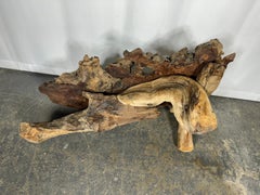 1950s Live Edge Burl Redwood Wood Coffee Table / adirondak / rustic